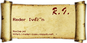 Reder Iván névjegykártya