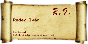 Reder Iván névjegykártya